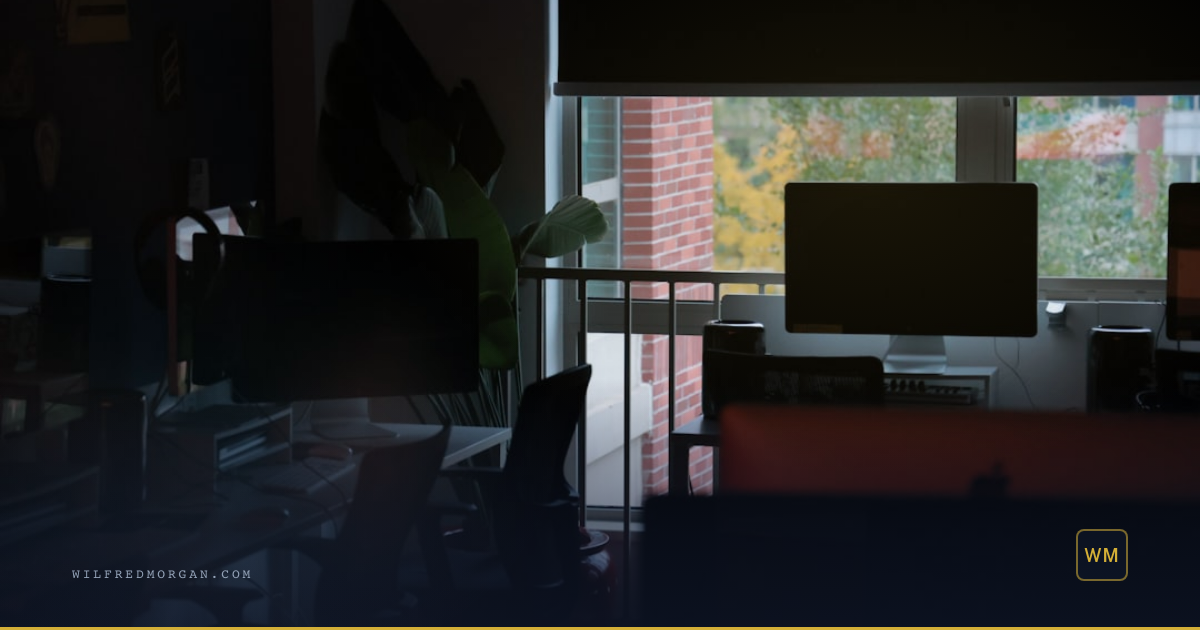 Scene: Late-night workstation with multiple monitors showing design iterations, code review fatigue